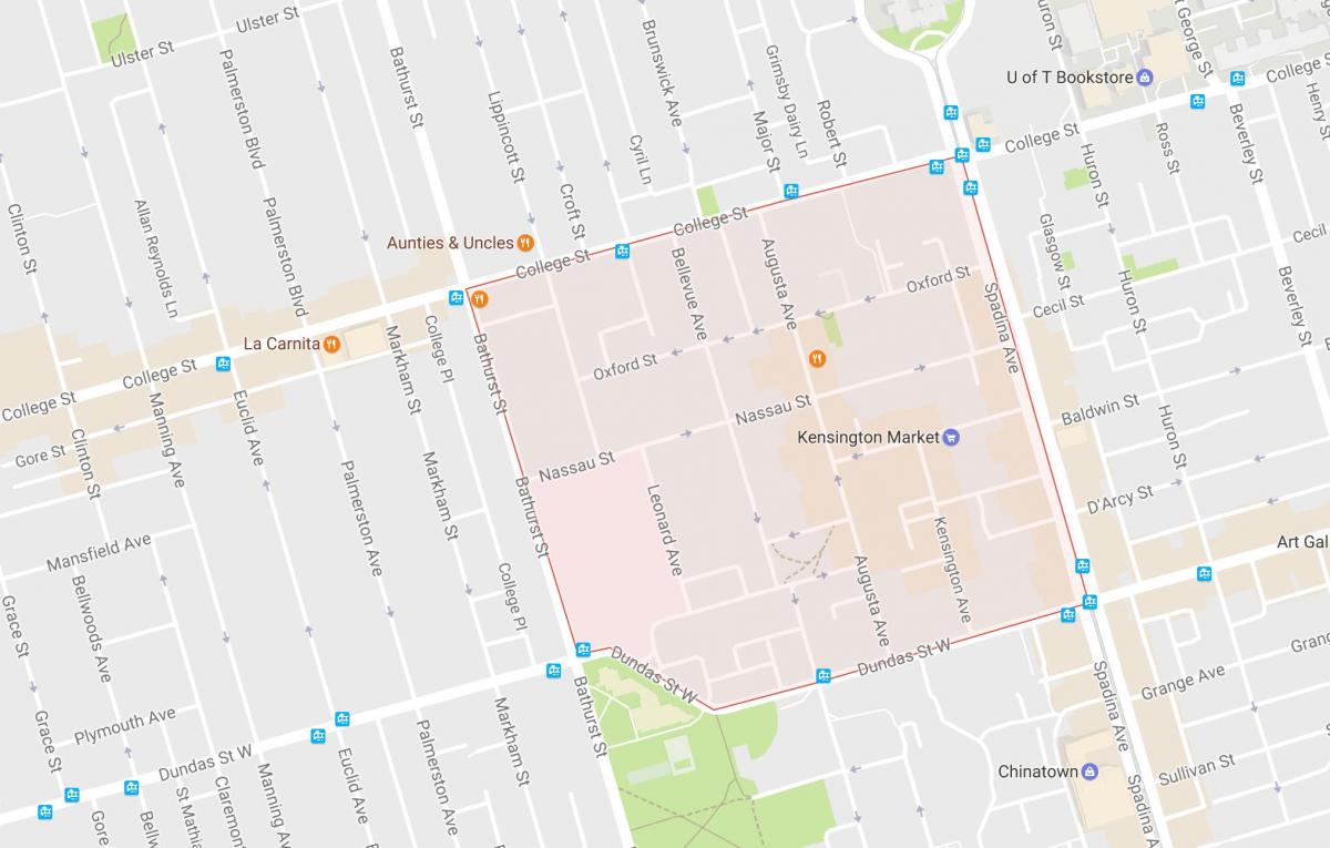Mapa Kensington Trhu okolí Toronto