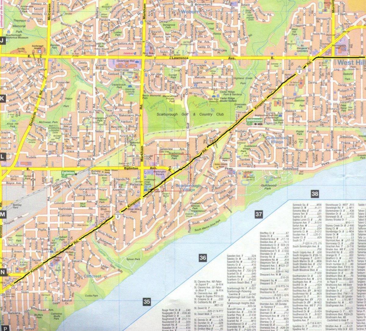 Mapa Kingston cestnej Toronto