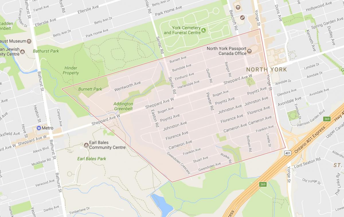 Mapa Koreňové okolí Toronto
