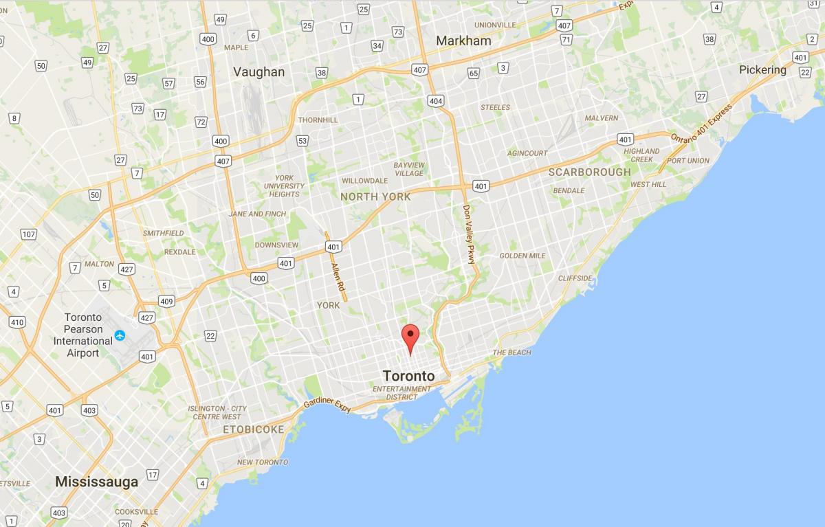 Mapa Cirkvi a Wellesley okres Toronto