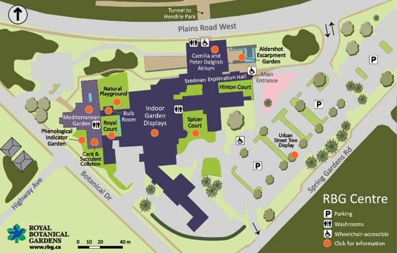 Mapa Kráľovské Botanické Záhrady Toronto
