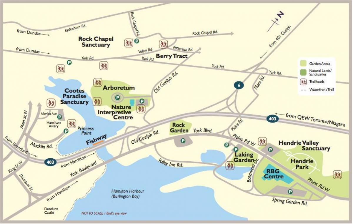 Mapa Kráľovská botanická záhrada Toronto