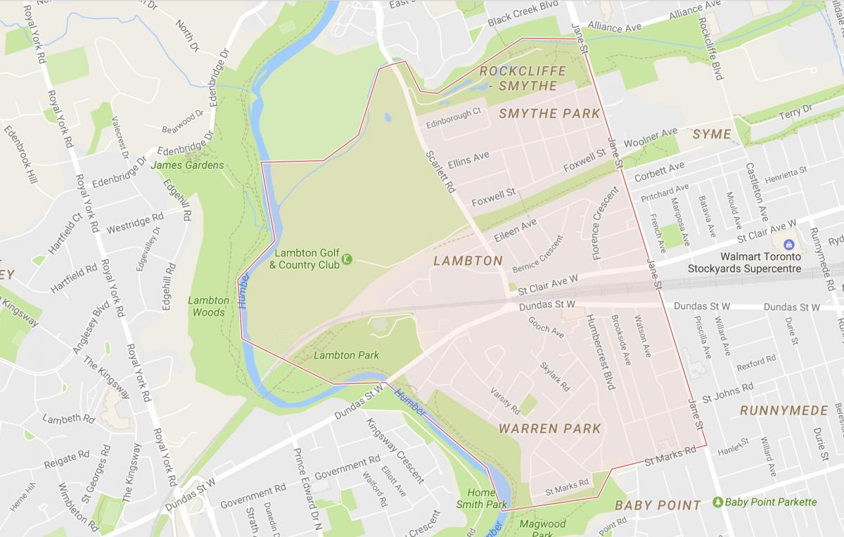 Mapa Lambton okolí Toronto