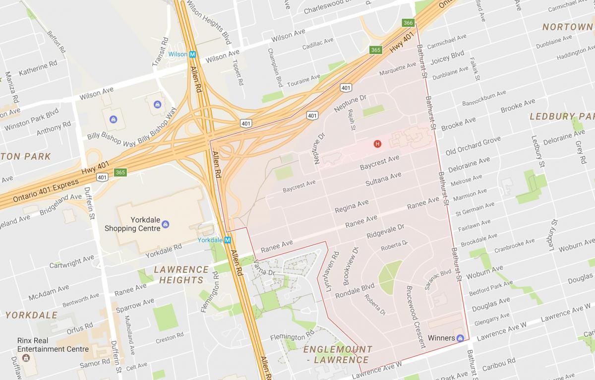 Mapa Lawrence Kaštieľ v okolí Toronto