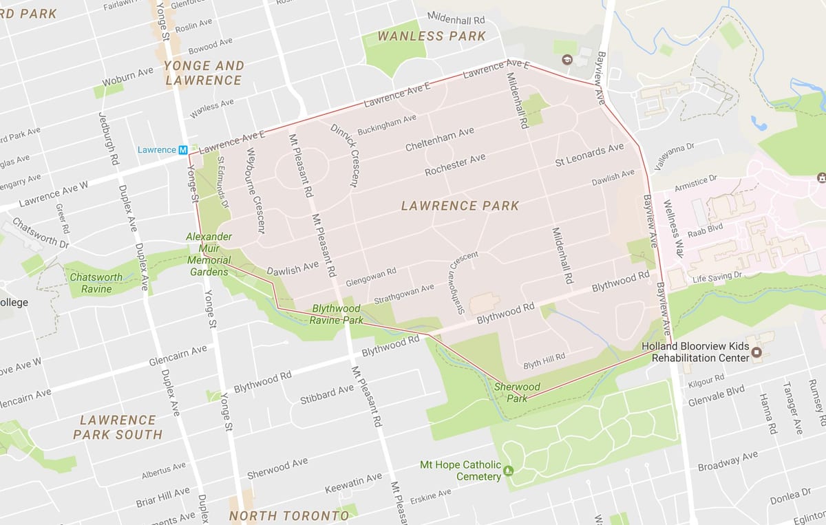 Mapa Lawrence Park okolí Toronto