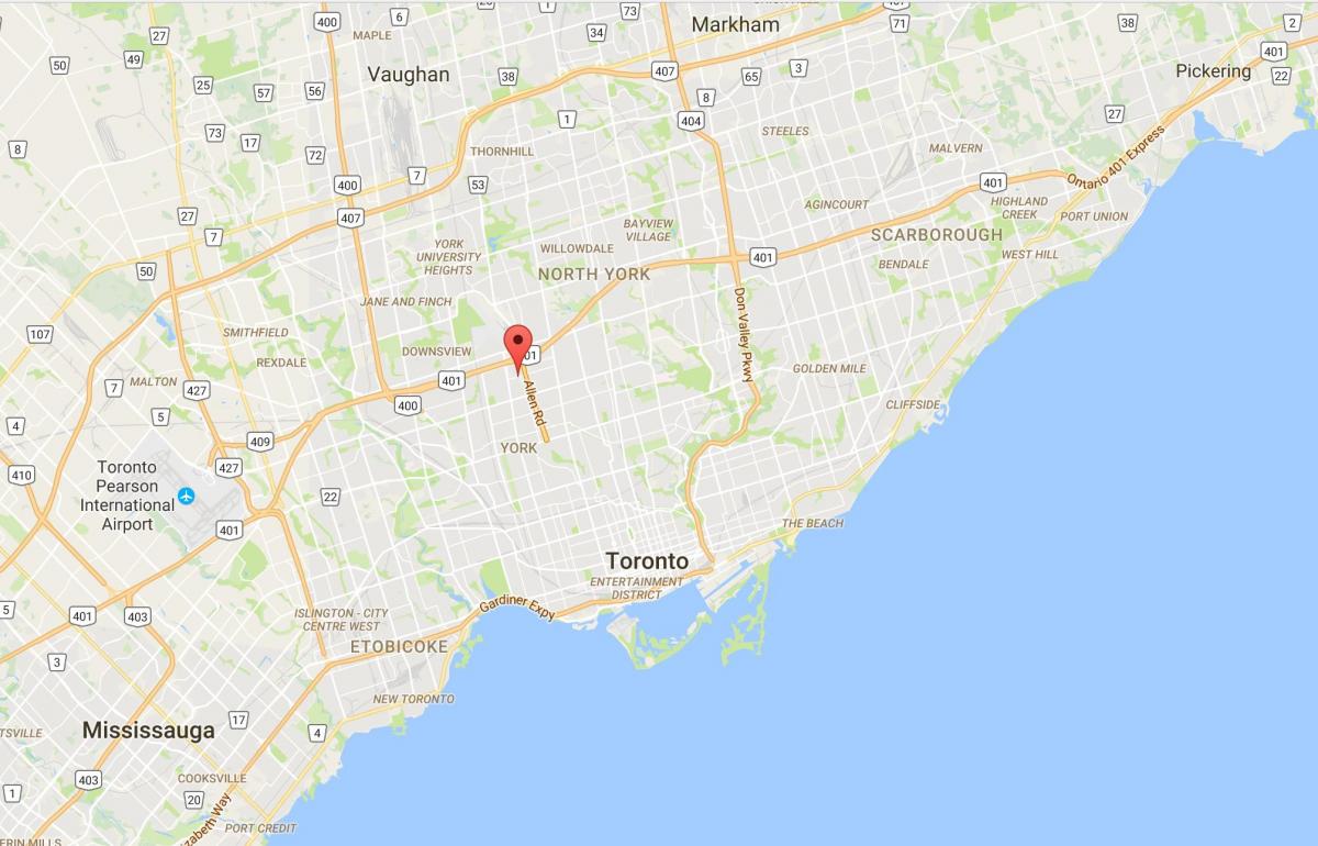 Mapa Lawrence Výšky okres Toronto