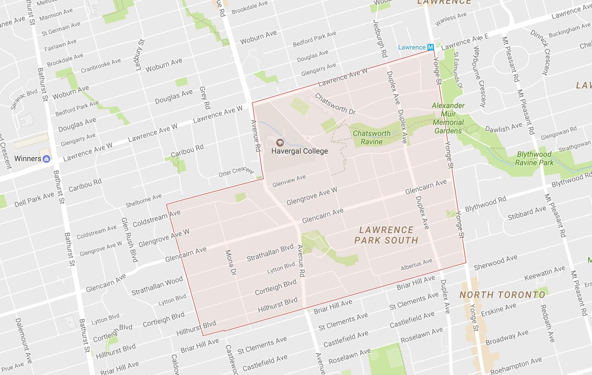 Mapa Lytton Park okolí Toronto