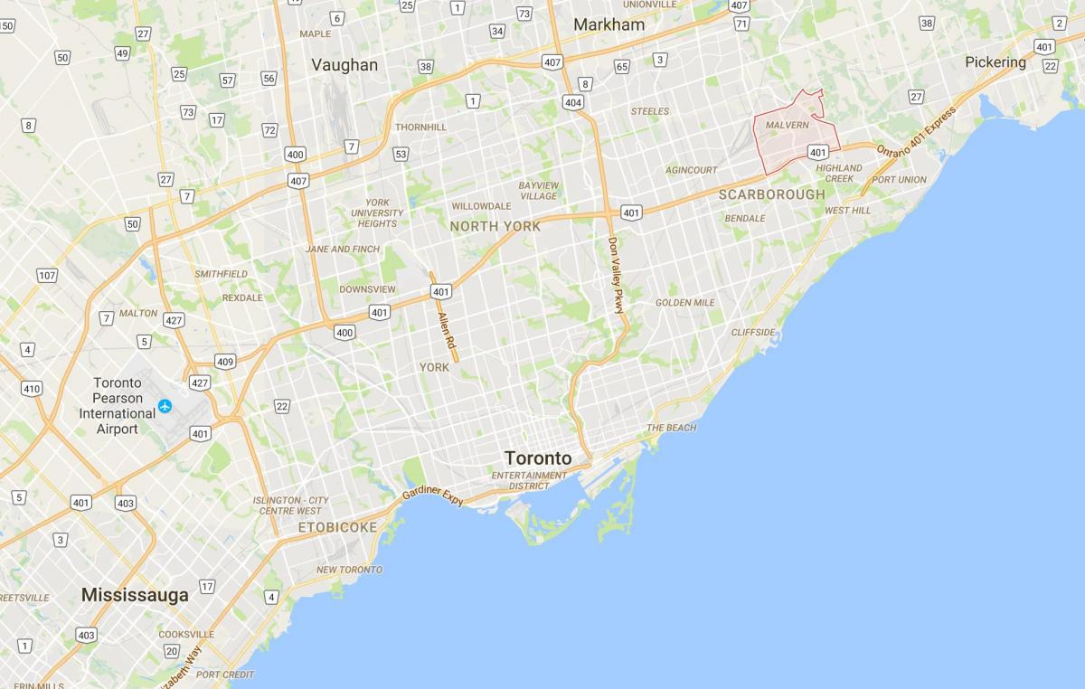 Mapa Malvern okres Toronto