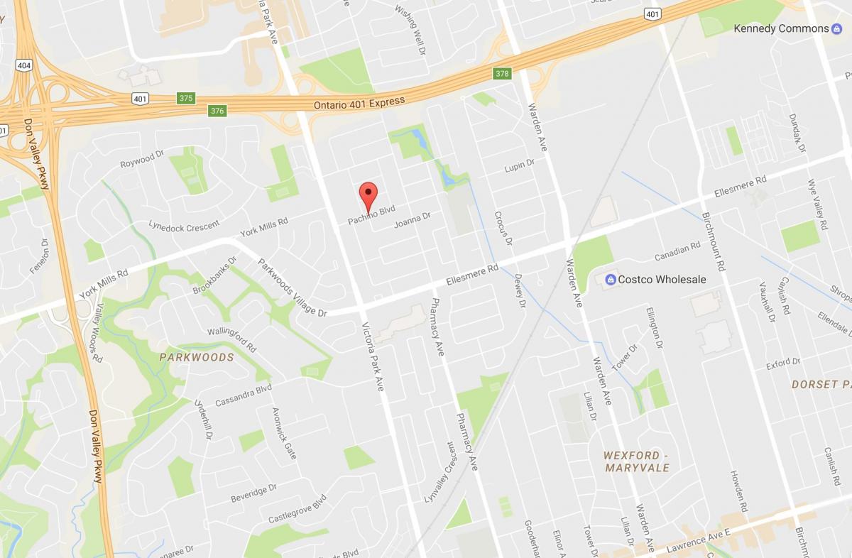 Mapa Maryvalen eighbourhood Toronto