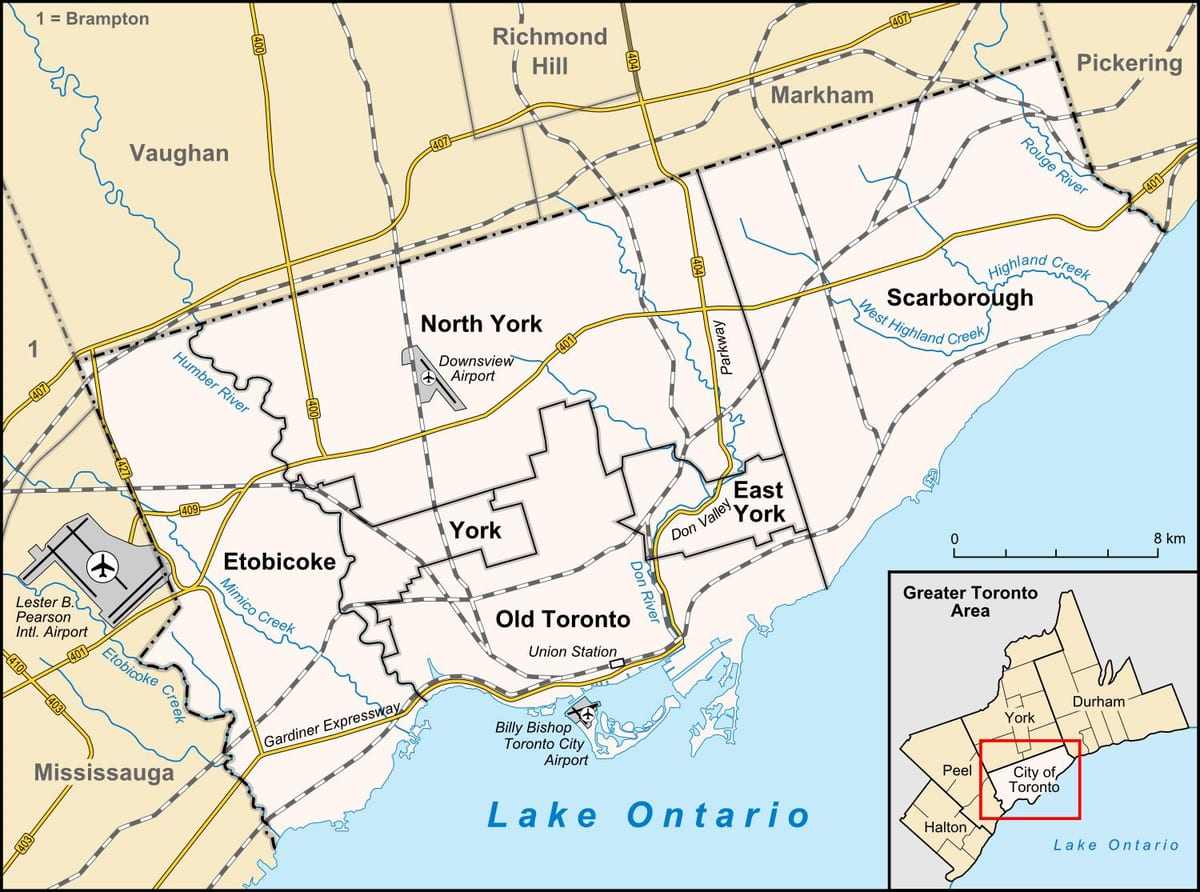 Mapa medzinárodné letisko Pearson