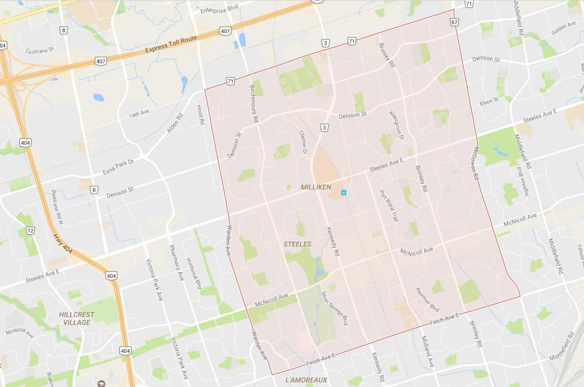 Mapa Milliken okolí Toronto