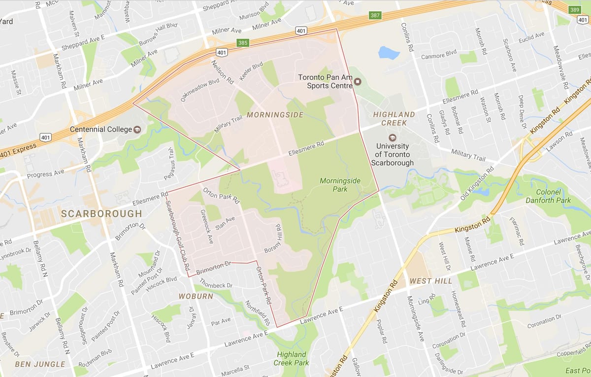 Mapa Morningside okolí Toronto