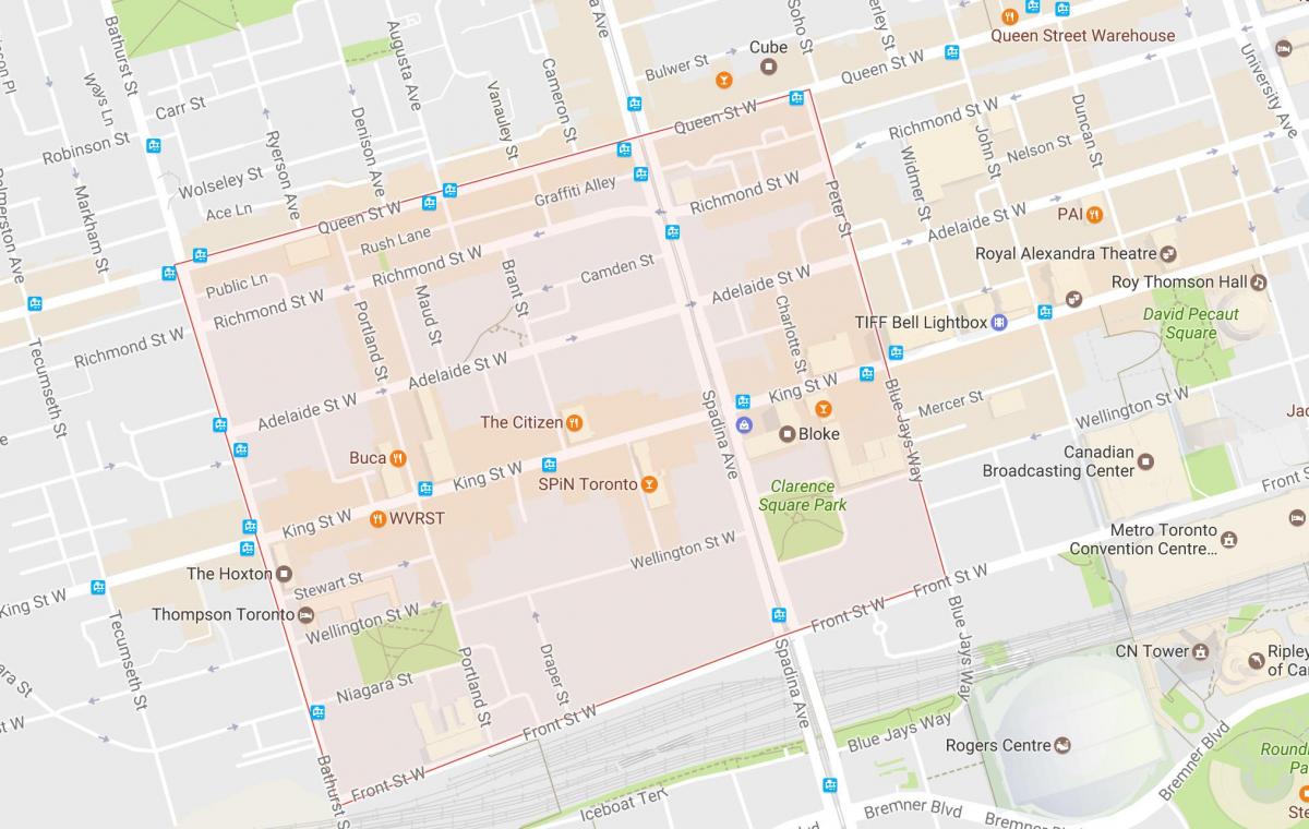Mapa Módne Štvrti štvrti Toronto