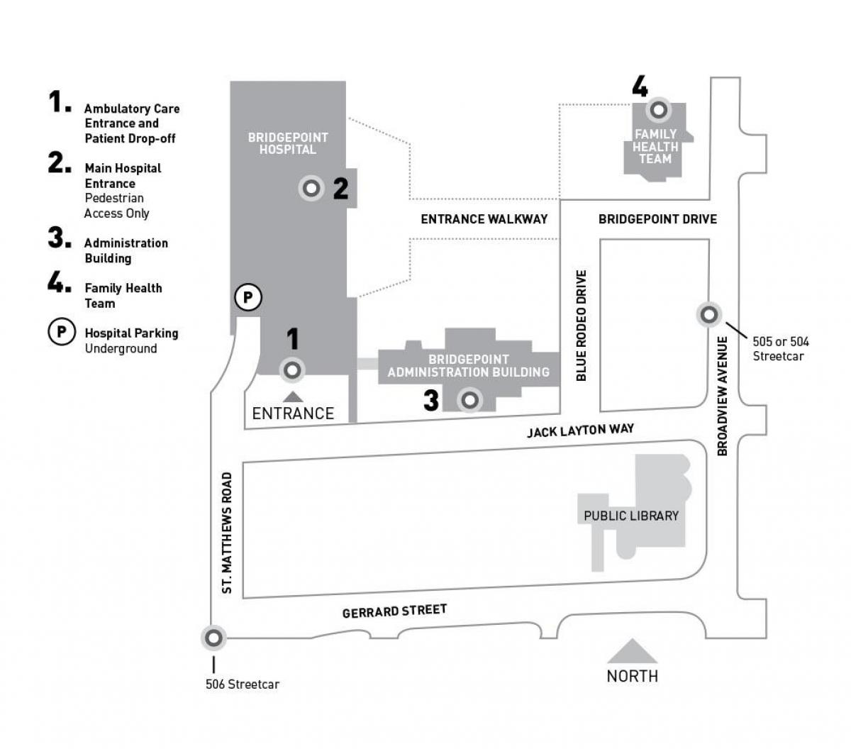 Mapa Nemocnice Sinai Zdravotného Systému-Bridgepoint Toronto