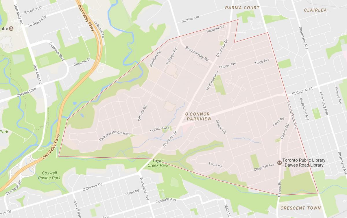 Mapa O ' connor–Parkview okolí Toronto