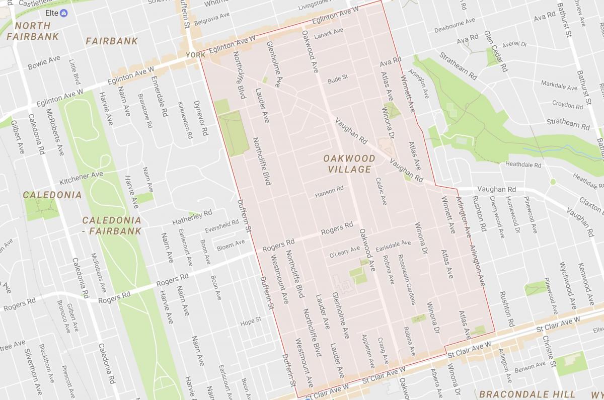 Mapa Oakwood–Vaughan okolí Toronto