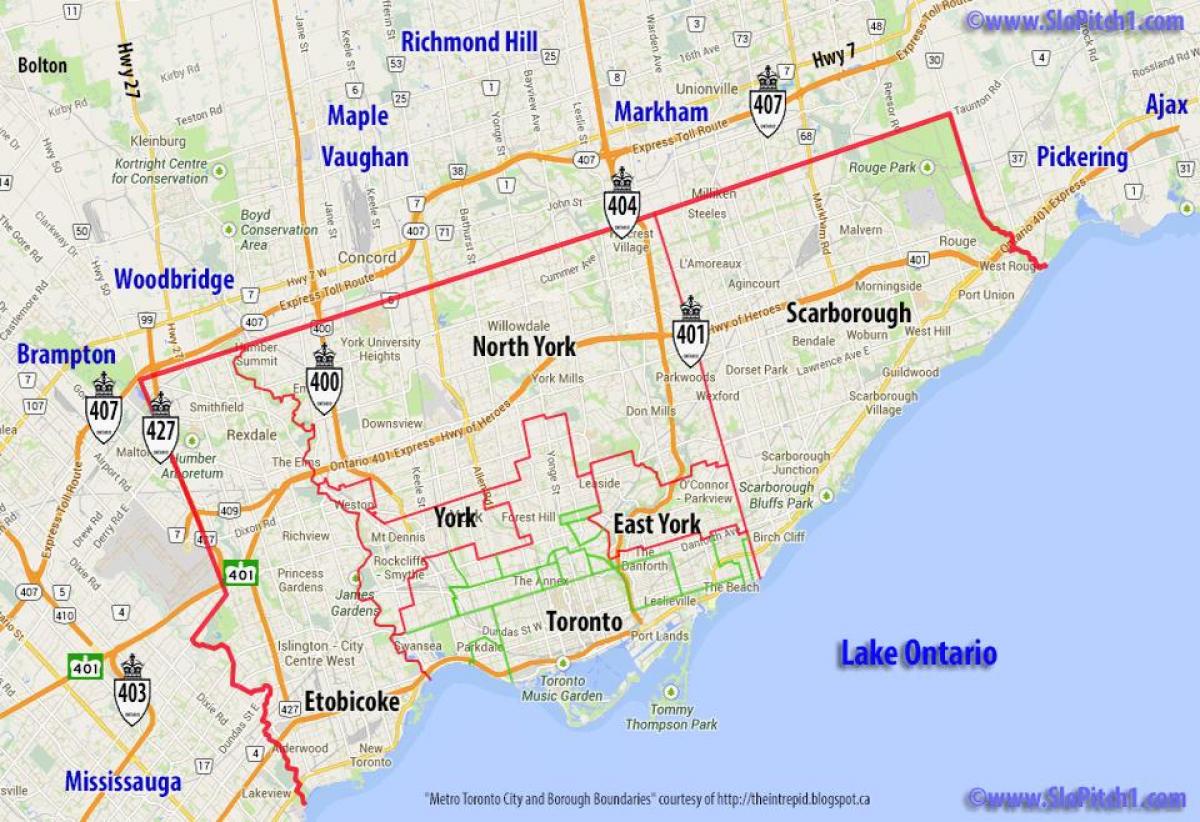 Mapa obce Toronto