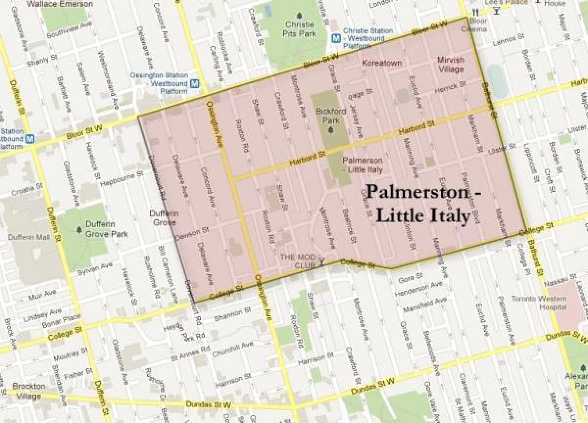 Mapa Palmerston little Italy Toronto