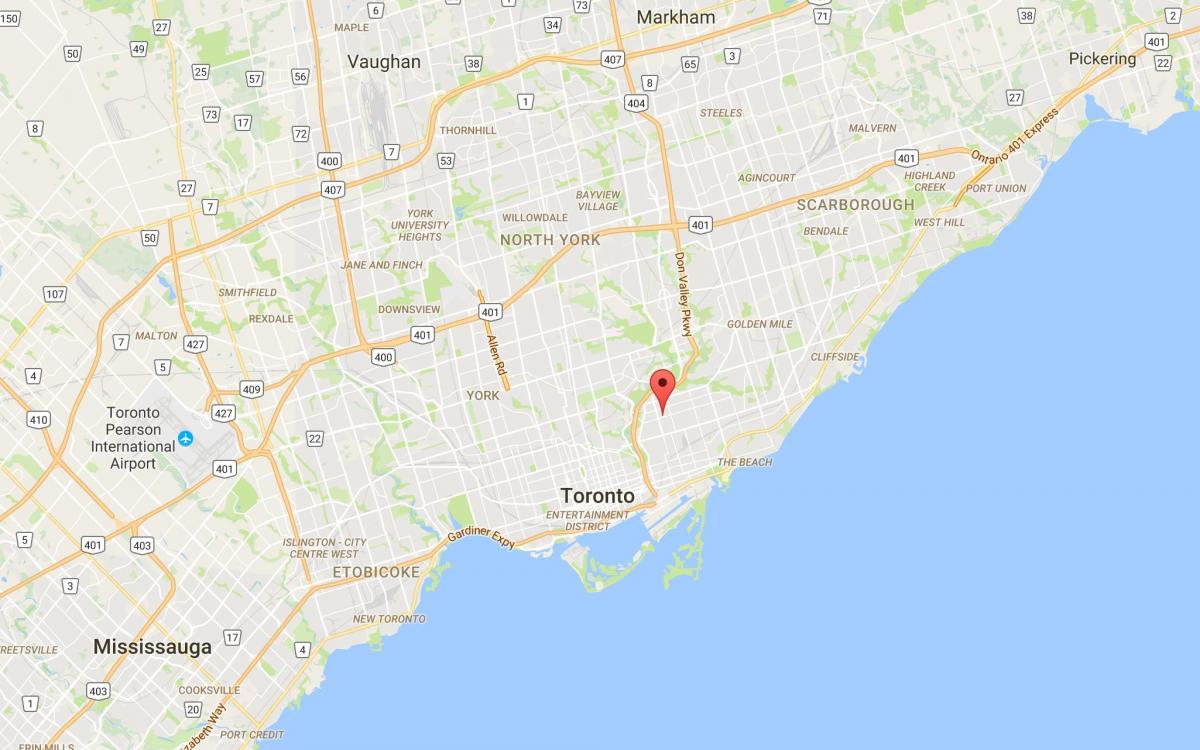 Mapa Pape Obce okres Toronto