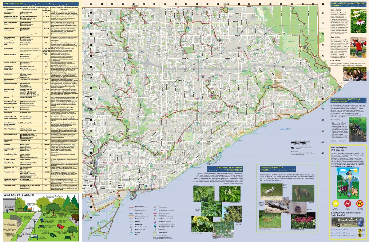 Mapa parkov a pešie chodníky Toronto East