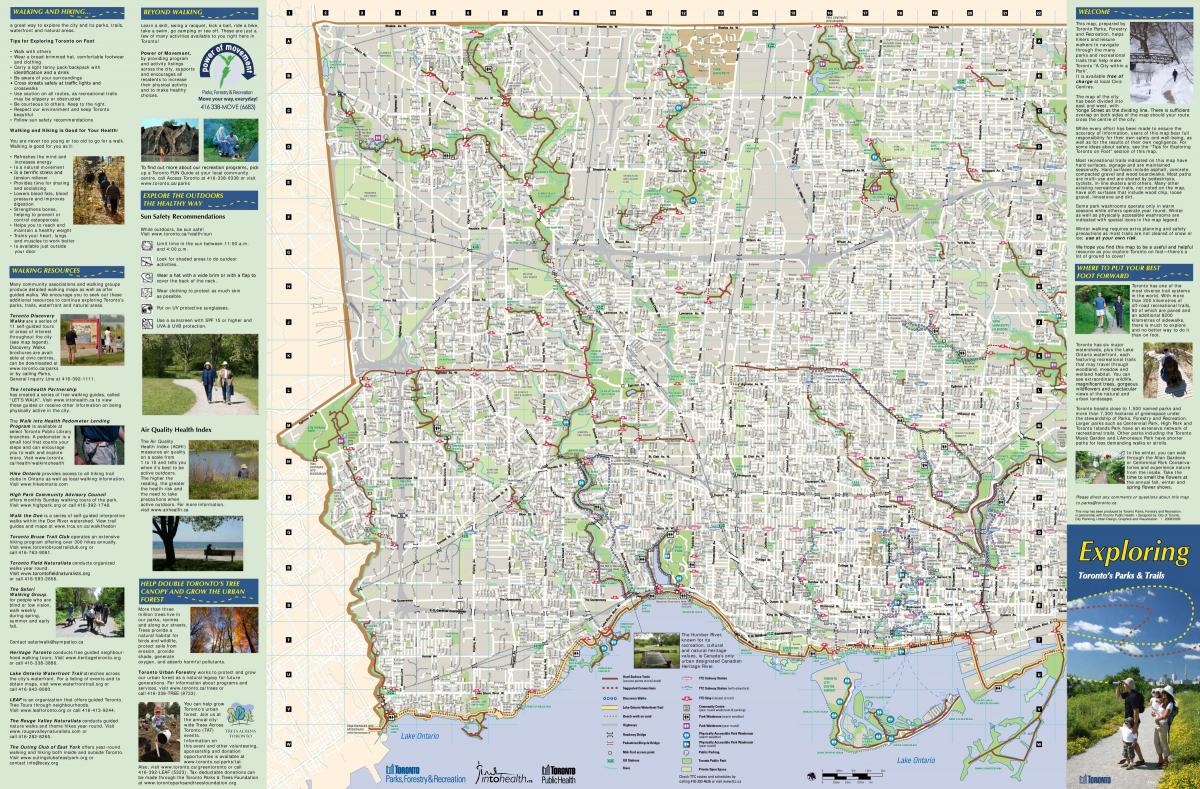 Mapa parkov a pešie chodníky Západ Toronto