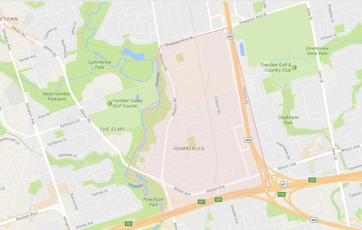 Mapa Pelmo Park – Humberlea okolí Toronto
