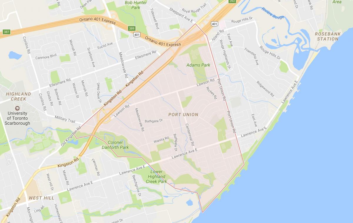 Mapu Port Únie okolí Toronto
