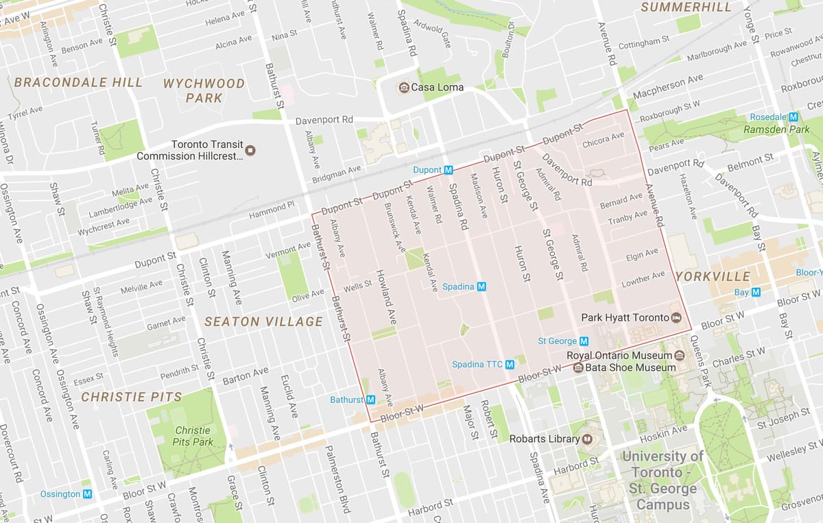 Mapa V Prílohe okolí Toronto