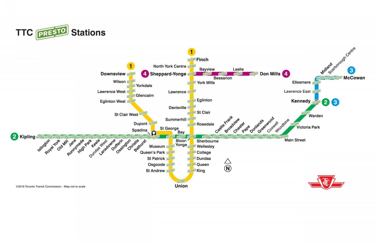 Mapa presto stanice TTC