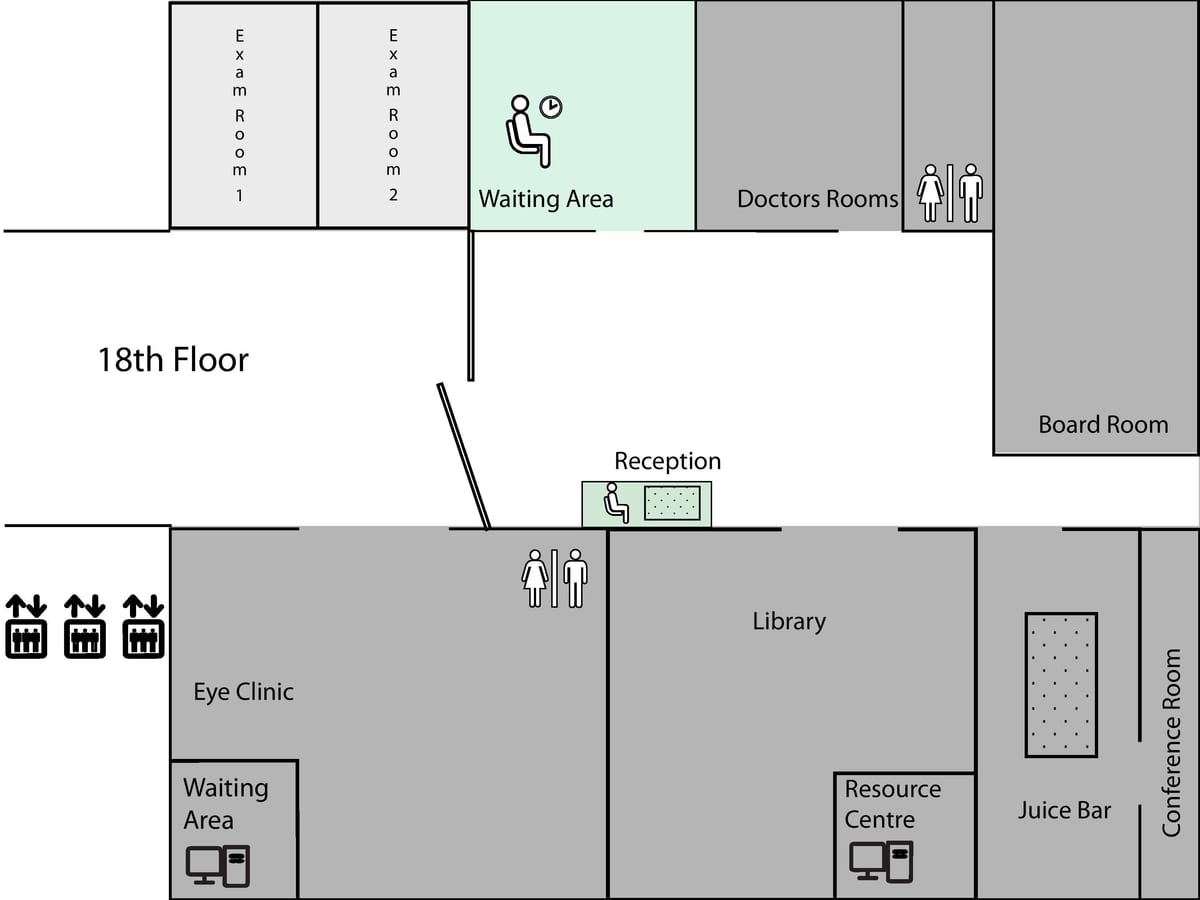 Mapa Princezná Margaret Cancer Centre Toronto 8. poschodí
