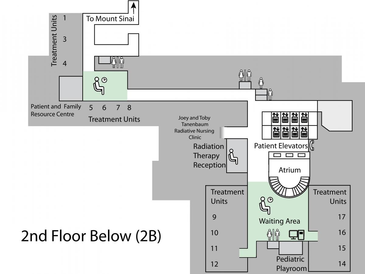 Mapa Princezná Margaret Cancer Centre Toronto 2. poschodie Nižšie (B2)