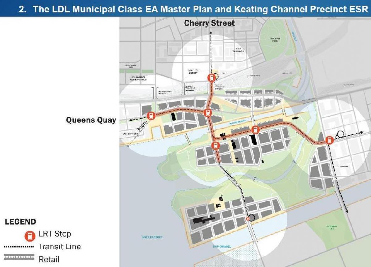 Mapa Projets Východnej Nábreží Východ Bayfront Toronto