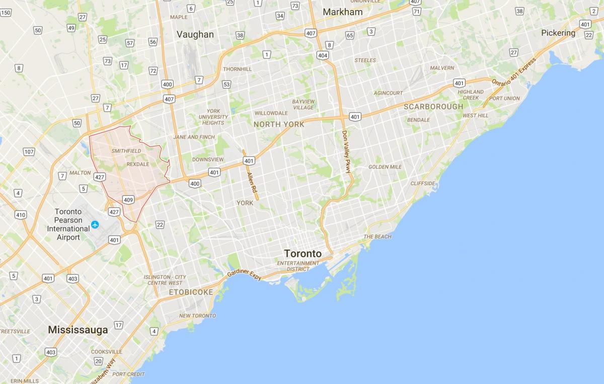 Mapa Rexdale okres Toronto
