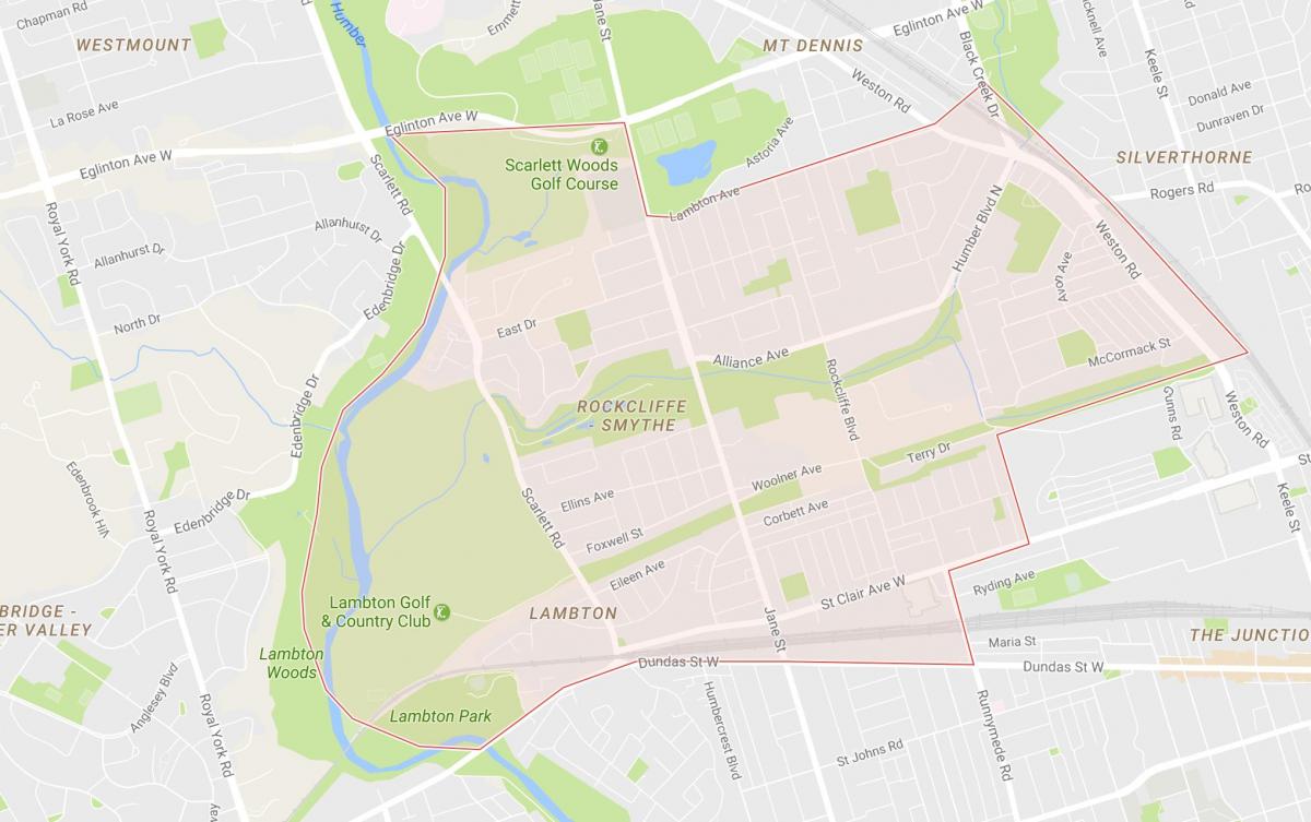 Mapa Rockcliffe–Smythe okolí Toronto