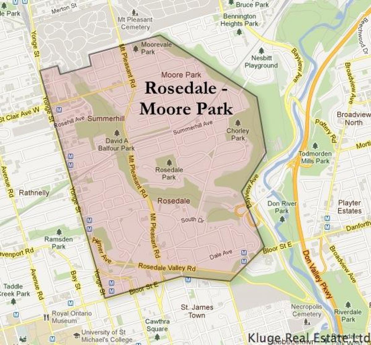 Mapa Rosedale Moore Park Toronto