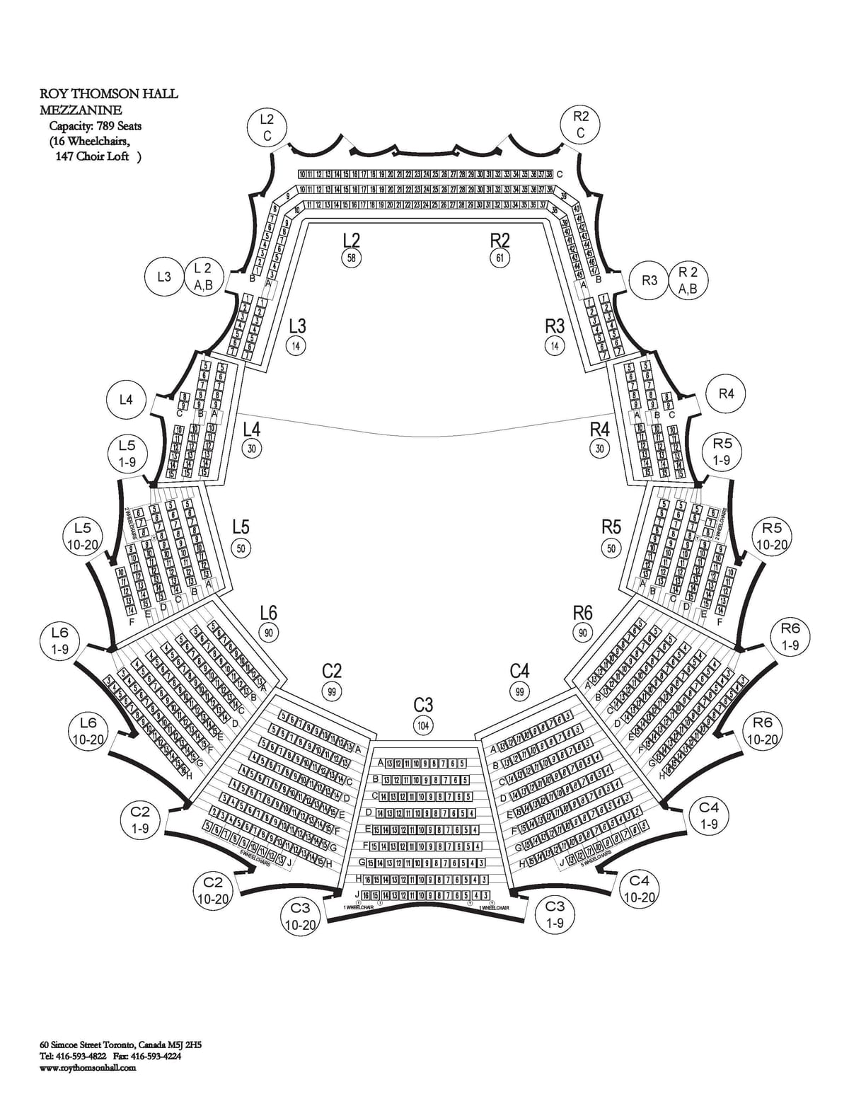 Mapa Roy Thomson Hall mezzanine