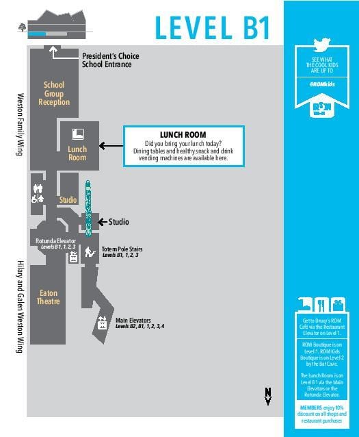 Mapa Royal Ontario Museum úroveň B1