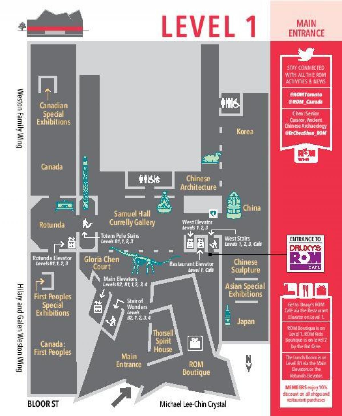 Mapa Royal Ontario Museum úroveň 1
