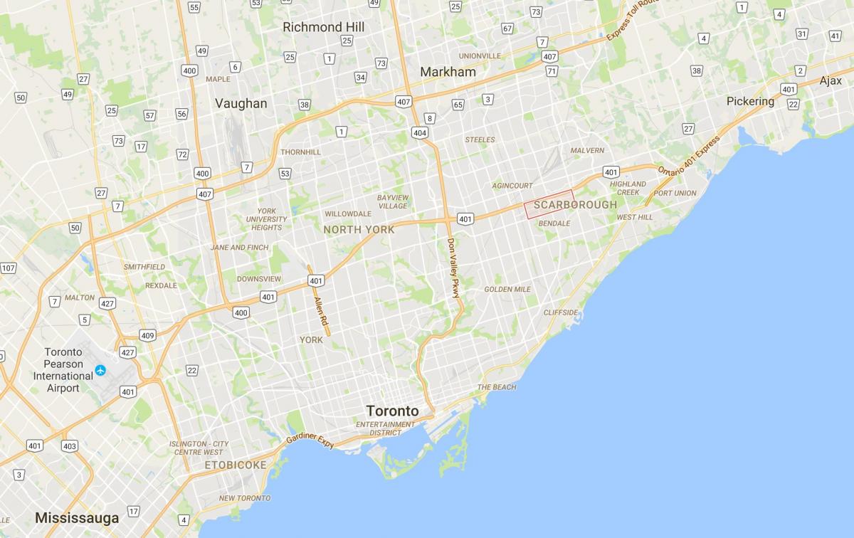 Mapa Scarborough Centre Mesta okrese Toronto