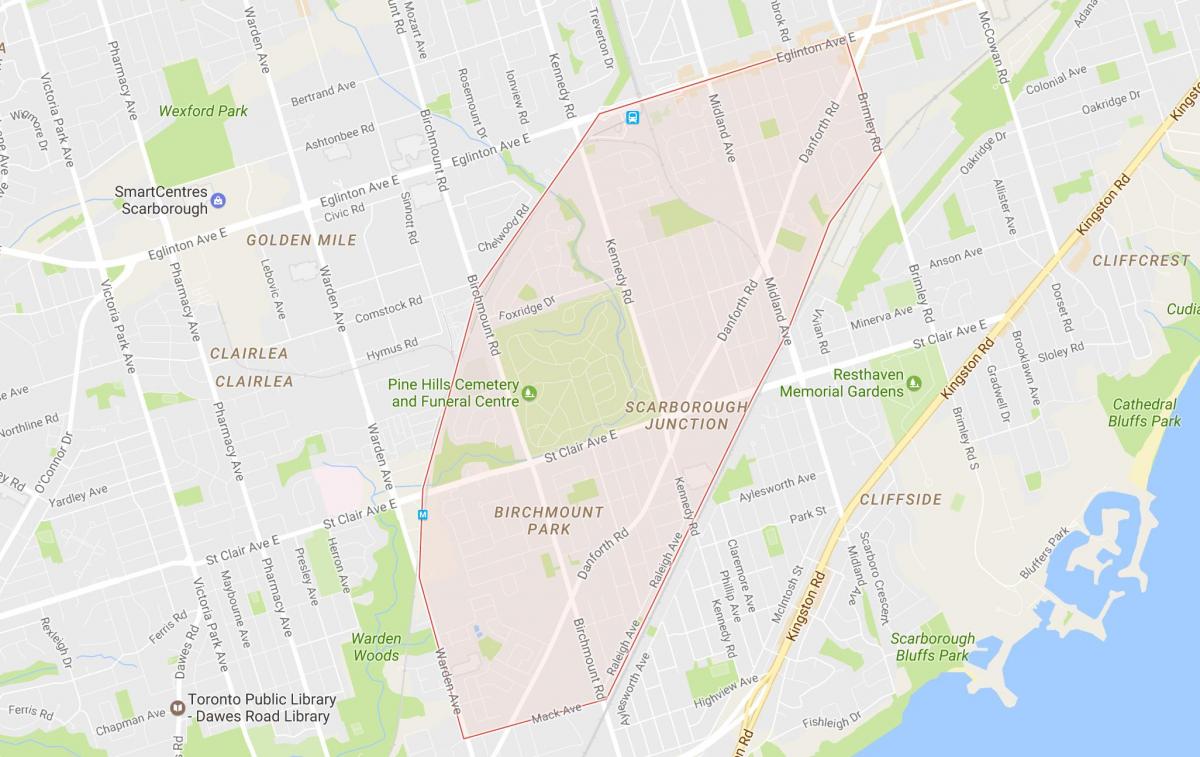 Mapa Scarborough Križovatke okolí Toronto