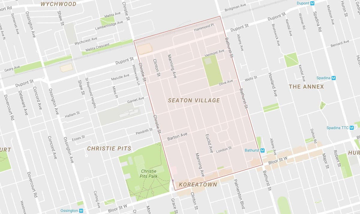 Mapa Seaton Obce okolí Toronto