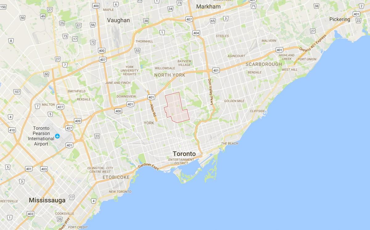 Mapa Severnej štvrti Toronto