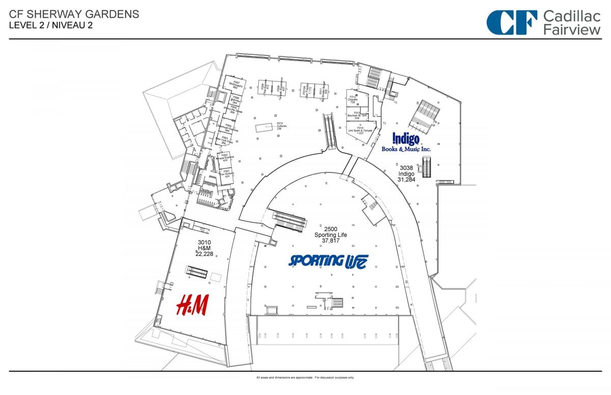 Mapa Sherway Gardens úroveň 2