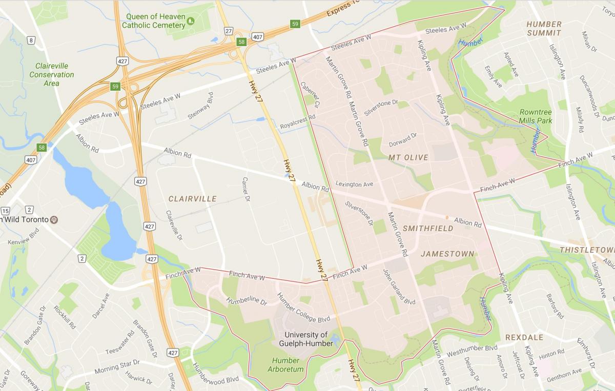 Mapa Smithfield štvrti štvrti Toronto