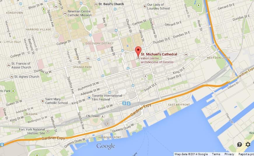 Mapu St. Michael ' s Cathedrale Toronto prehľad