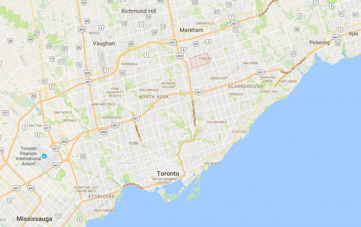 Mapa Steeles okres Toronto