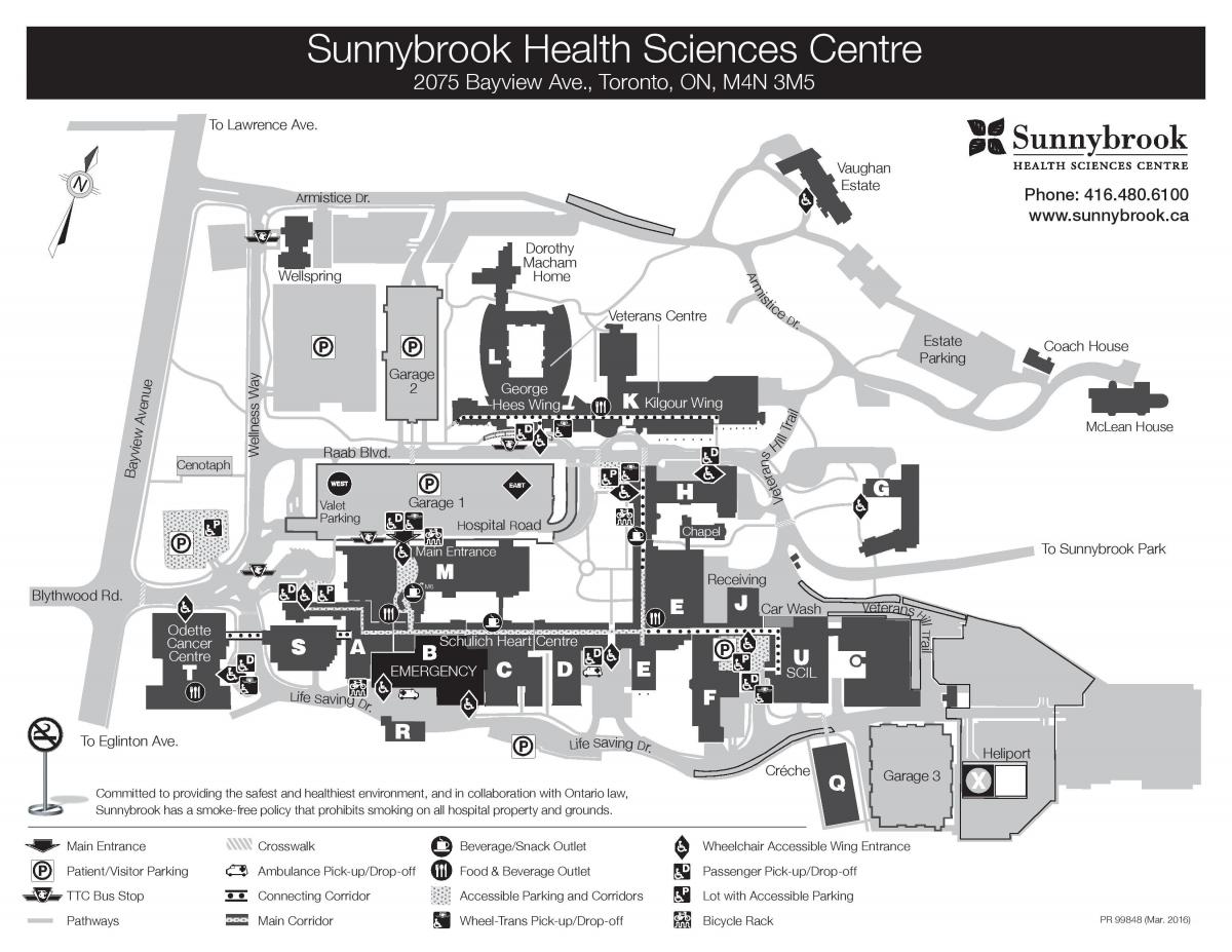 Mapa Sunnybrook Health sciences centre - SHSC