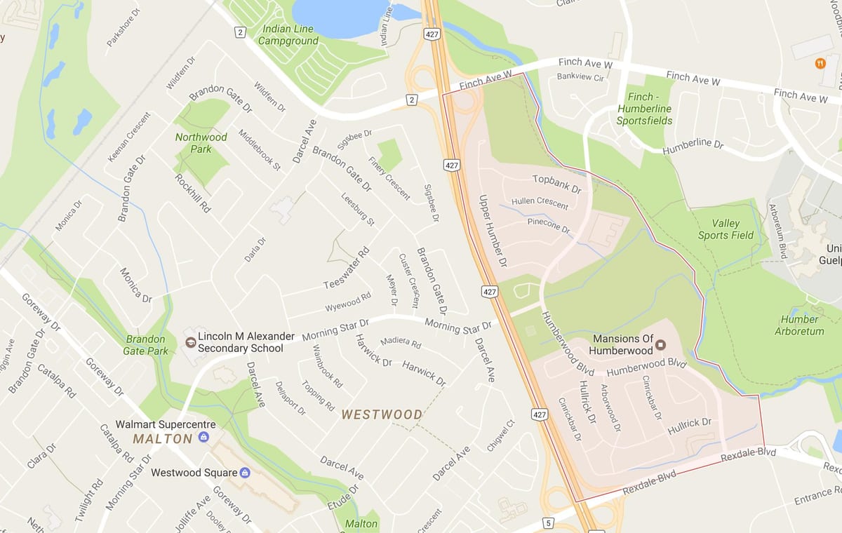 Mapa Štvrti štvrti Toronto
