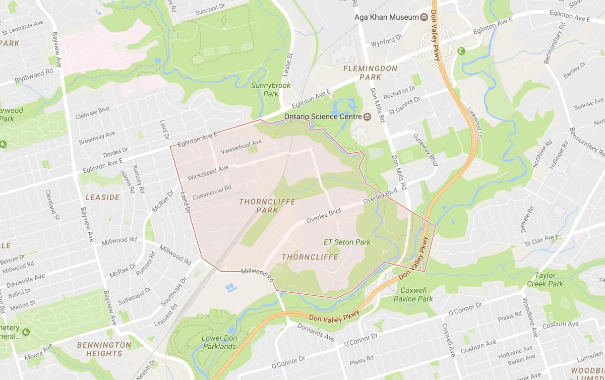Mapa Thorncliffe Park okolí Toronto