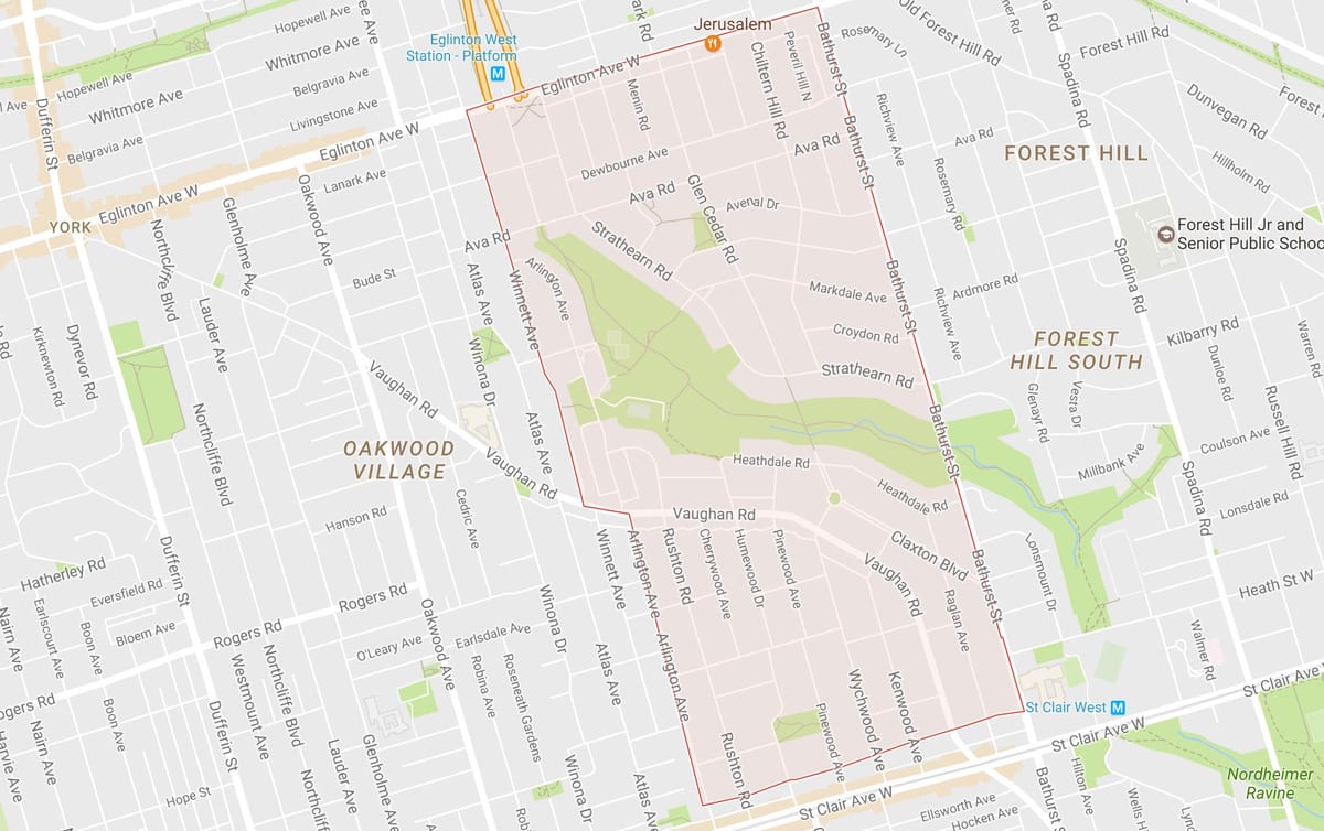 Mapa Tichester okolí Toronto